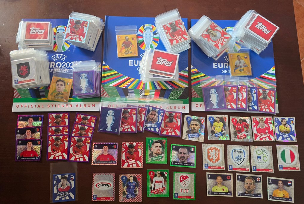2024 Topps Euro 2024 - 3 Complete SP sets + 3 Complete Parallel sets + 2 Empty albums + Extra parallels etc - Cristiano Ronaldo, Lamine Yamal Carta/cromo Parallel, Edición limitada Mixed collection - Excelente (EX) #1.0