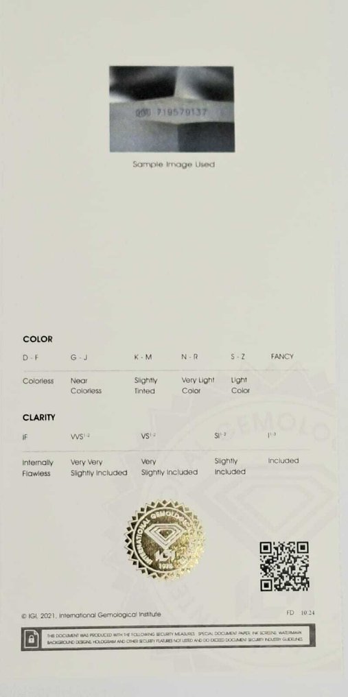 1 pcs Diamond (Natural) - 1.21 ct - Round - I - I1 - International Gemological Institute (IGI) #2.1