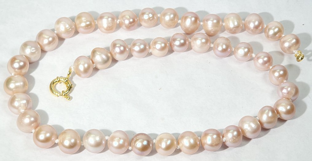 天然淡水玫瑰珍珠 - 大号 - 非常特别 - 平静与安宁 - 925纯银 - 頸鏈 #4.3