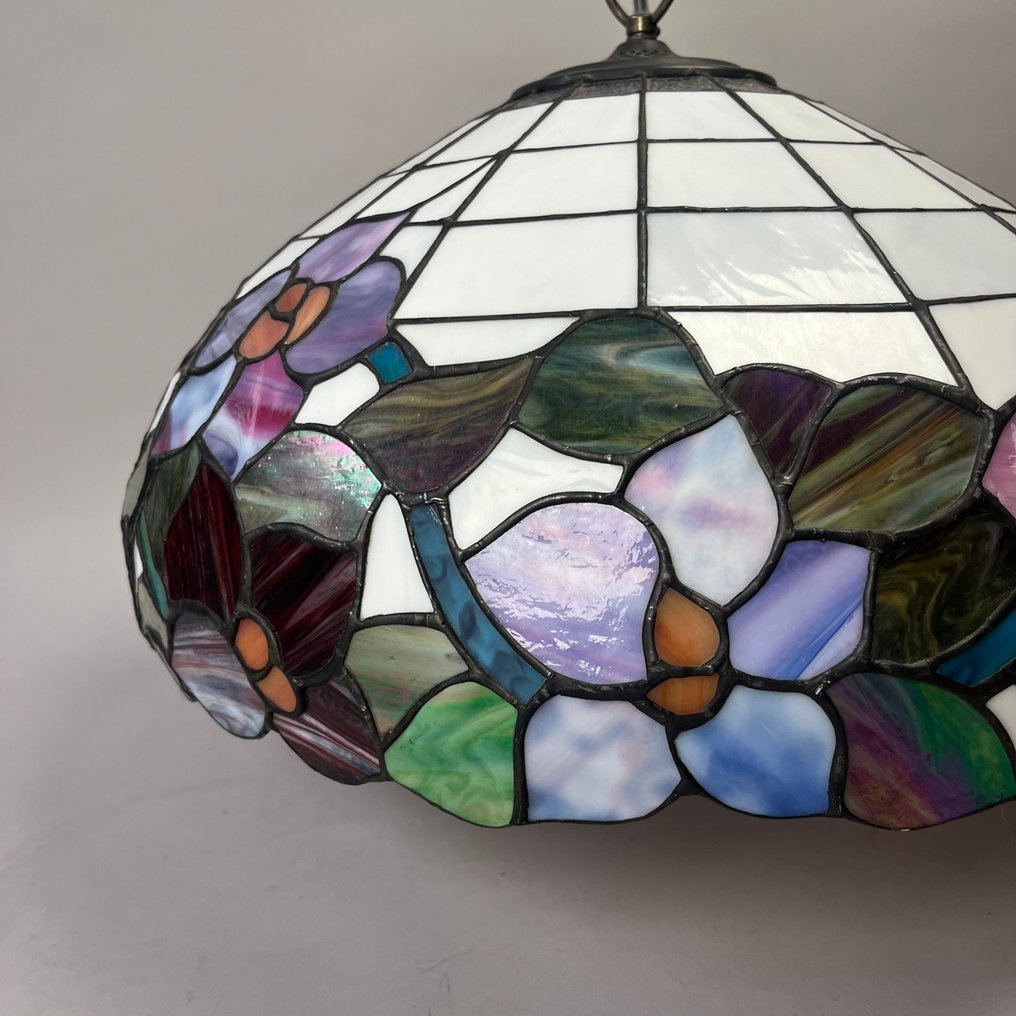 Hanging lamp - Tiffany style ceiling light - Design: Phabenopsis (49cm D) stained glass - Stained glass #3.2
