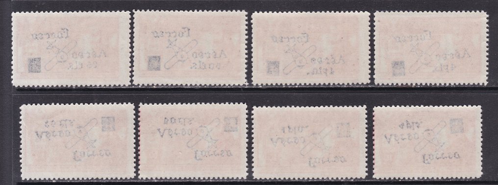 Ισπανία 1936 - Επιβαρυμένες σφραγίδες «Ταχυδρομείο αεροπορικώς 25-50 σεντ και 1-4 πάσα και αεροπλάνο» σε χρώμα #3.2