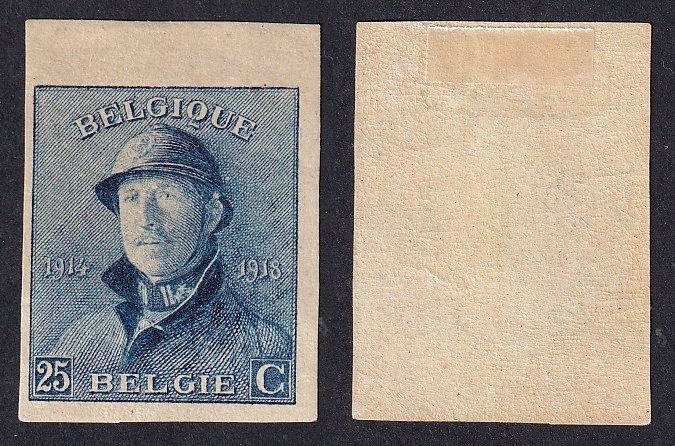 比利時 1919/1920 - 4枚未流通的邮票,Koning Albert I配有叶片边框!!!,请打字为“Koning Albert met Helm”,发行量50。 #3.2