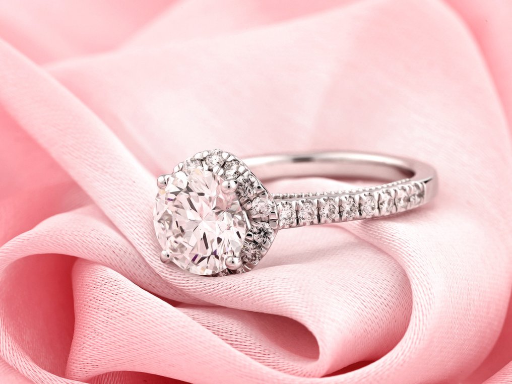 Sormus - 14 kt. Valkokulta -  2.57ct. tw. Timantti (Laboratoriossa kasvatettu) - Timantti #4.3