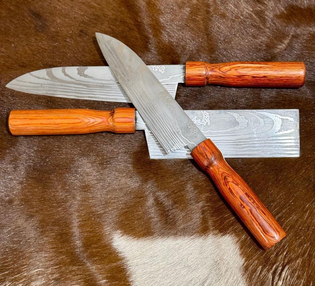 Μαχαίρι κουζίνας -  Σετ κουζίνας και μπάρμπεκιου (0013) - VG 10 Ατσάλι Λιγότερο ατσάλι και εξωτικά ξύλινα χειρολαβή. - Ιαπωνία - Σετ κουζίνας και μπάρμπεκιου #4.3