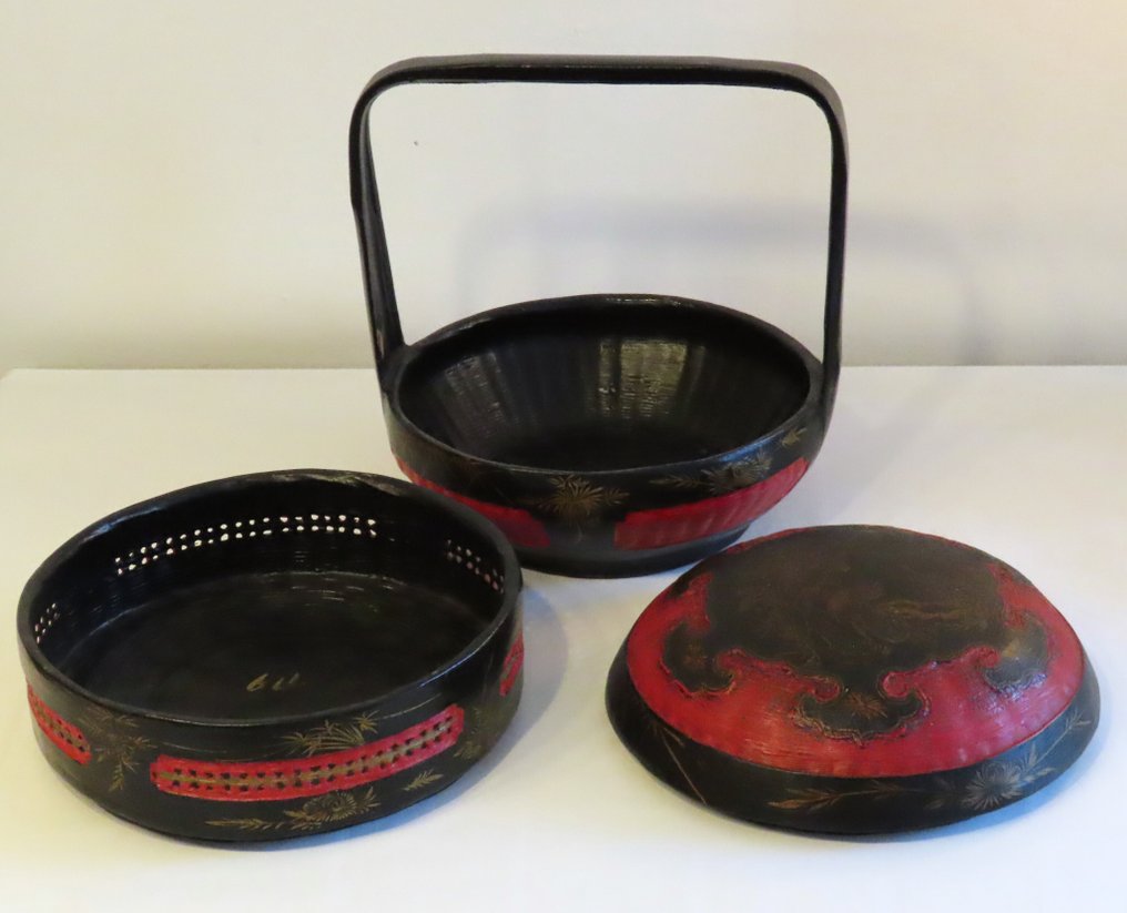 Traditionel stabel kinesisk bryllupskurv - Bambus, Træ - Kina - Begyndelsen af det 20. århundrede #2.1