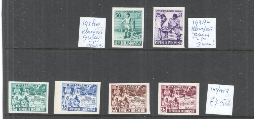Indonésia 1941/1967 - Indonésia 1950/1967 - Nederlands Indië 1941 - 28 testes não dentados - sem 4 vezes com erros de cor #2.1