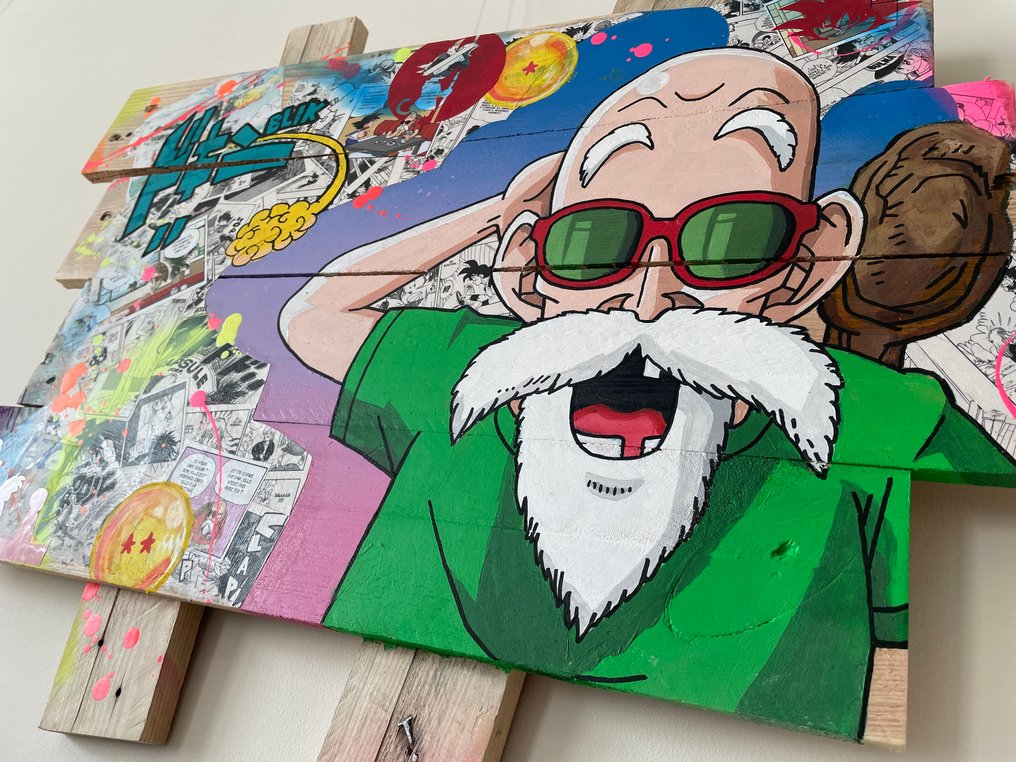 Vincent STREIFF - Tableau POP Art tortue géniale DBZ sur bois de palette signé par l'artiste #4.3