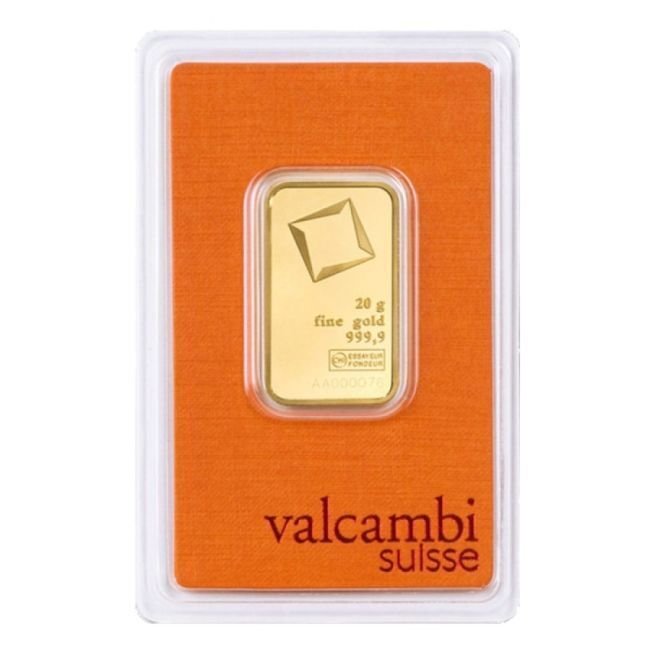 20 grams - Gold - .9999 Bar Valcambi LBMA Certified - Sealed #1.0