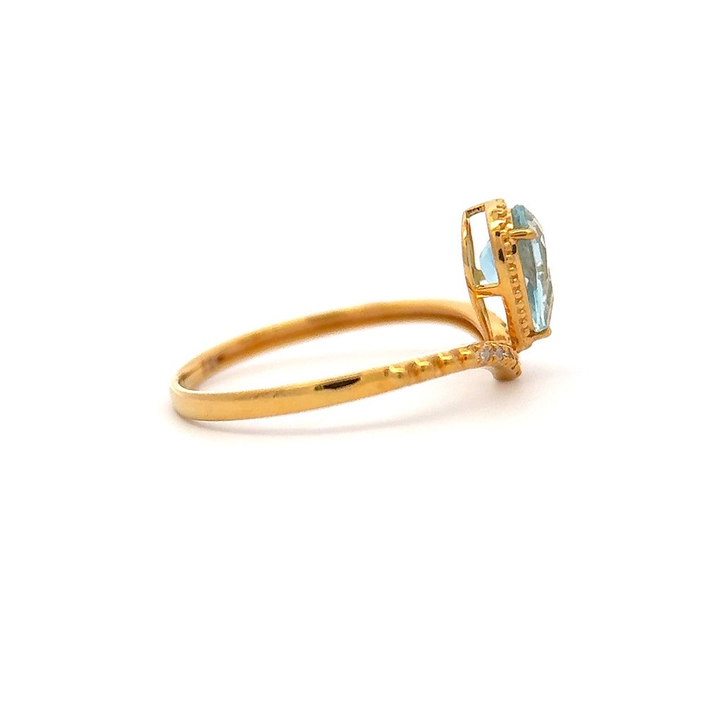 Δαχτυλίδι - 14 καράτια Κίτρινο χρυσό -  0.57ct. tw. Ακουαμαρίνης - Διαμάντι #4.3