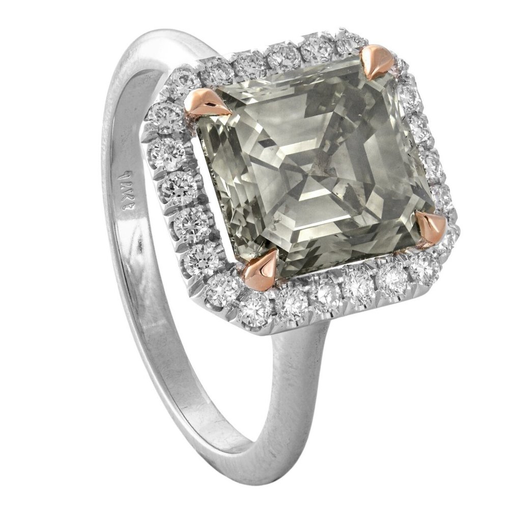 Ei pohjahintaa - Sormus - 14 kt. Valkokulta, Ruusukulta - 4.41ct. tw. Harmaa Timantti (Luonnonvärinen) - Timantti #1.0