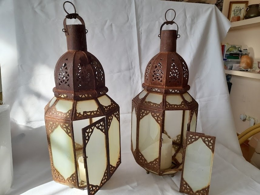 Lámpara - Cristal, Latón - Dos lámparas para velas - 50 cm #2.1