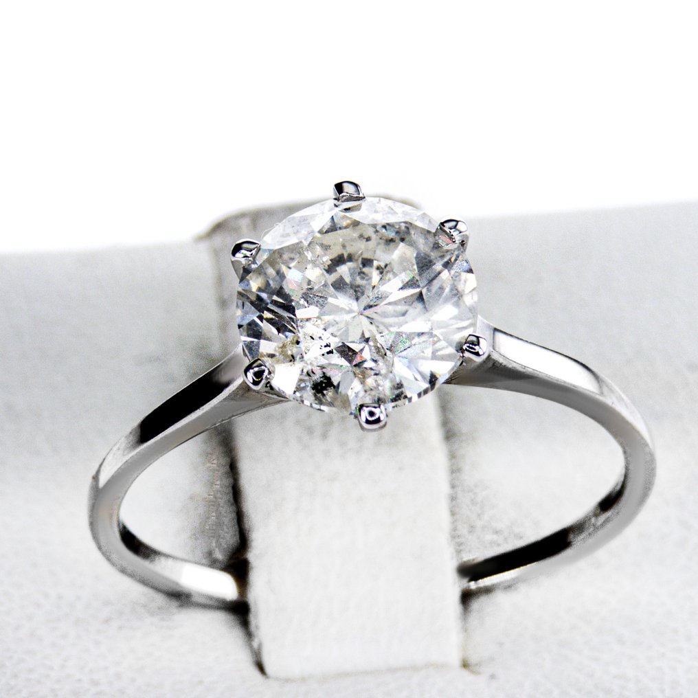 Zonder minimumprijs - Verlovingsring - 14 karaat Witgoud - 2.03ct. tw. Diamant (Natuurlijk) #1.0