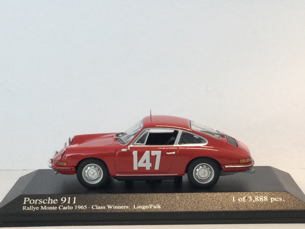 MiniChamps 1:43 - 模型轎車 - ≠Porsche 911 Rallye Monte Carlo 65 Winner Linge/Falk≠ - 430 656747 #1.0
