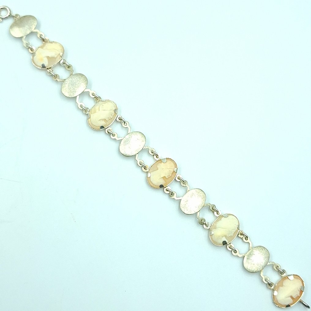 Zonder minimumprijs - Armband Zilver - 43.00ct. tw. Carneool - Cameo Antico Dorato #1.0