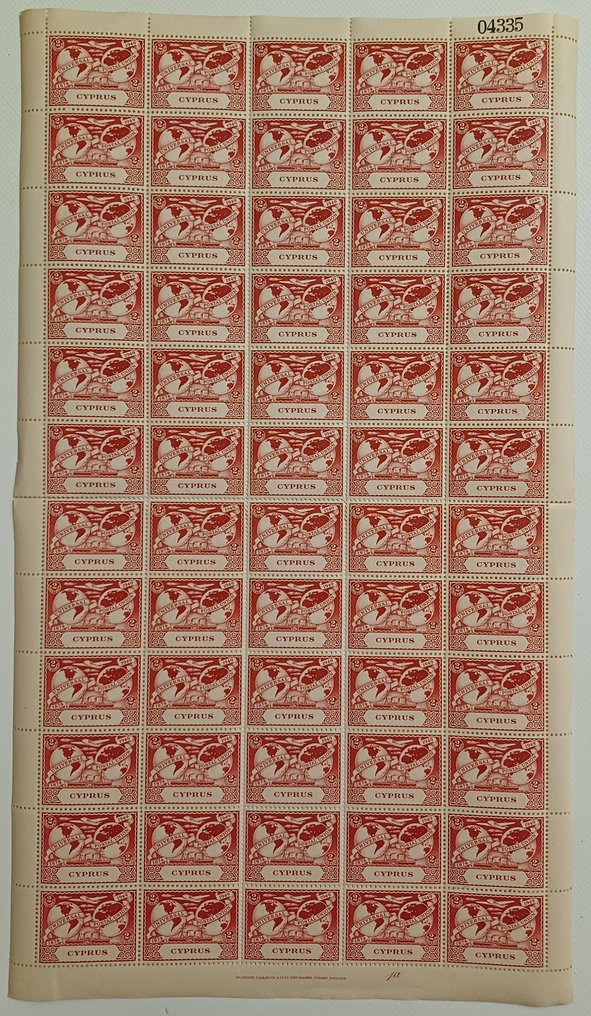 Cipro 1949/1949 - Cipro 1949, emissione U.P.U., set completo di francobolli MNH in fogli completi di 60 (raro trovarli - Stanley Gibbons No 168 - 171 Cyprus stamps 2017 No 170-173 #4.3