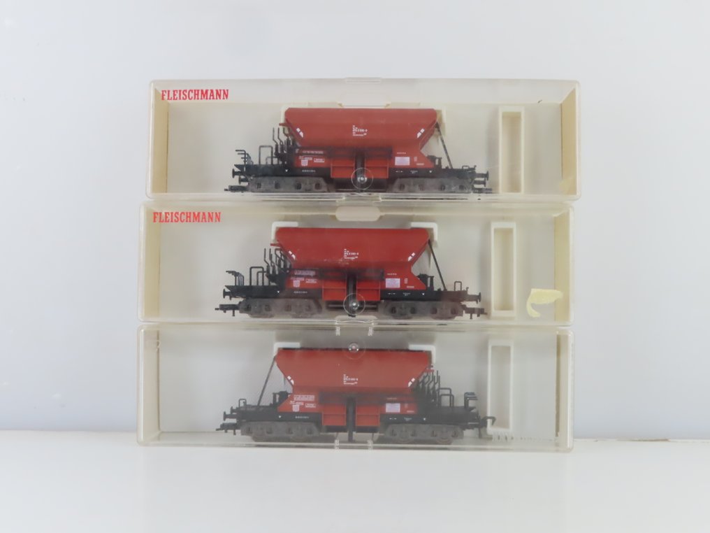 Fleischmann H0 - 5525 - Model train freight carriage (3) - 3x 4-axle self-unloaders - DB #3.2