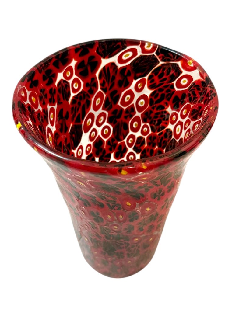 花瓶 - Murrine Millefiori - 穆拉諾玻璃 - 独家红黑 #2.1