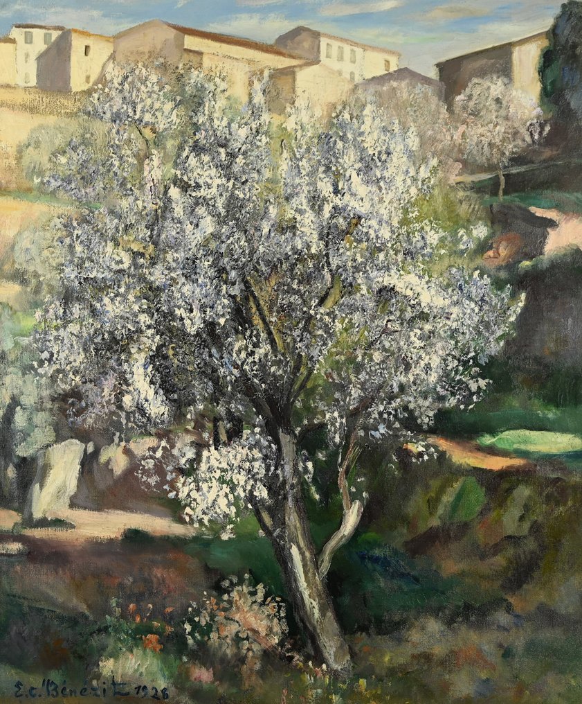 Emmanuel Charles Benezit (1887 - 1975) - Amandier en fleurs à Bormes #1.0