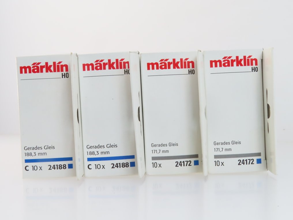 Märklin H0 - 24172/24188 - Γραμμές τρένου μοντελισμού (40) - 40 ευθύγραμμα κομμάτια ράγας, 2 εκδοχές, C-rail. #4.3