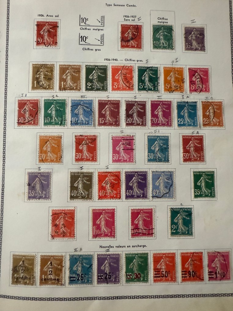 France  - Theme 'Semeuses camées' on pages: types, varieties (including 136x6..). #1.0