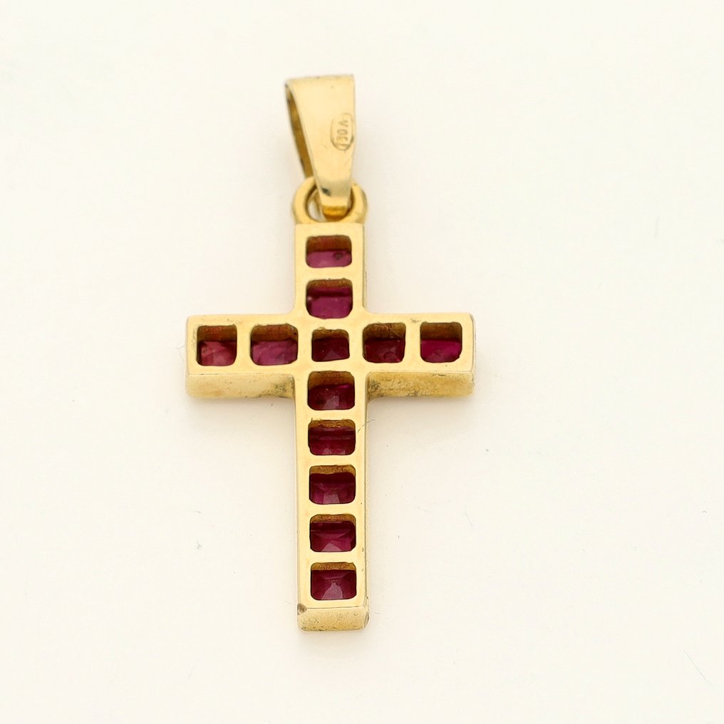 Függő - 18 kt. Sárga arany - 0.96ct. tw. Rubin #1.0