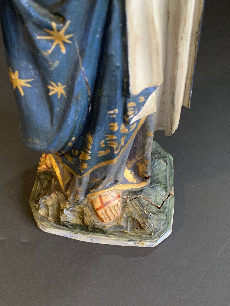 Szobor - Nossa Senhora das Dores (Mater Dolorosa) - 27 cm - Fa, üveg szemek - 1850-1900 #2.1