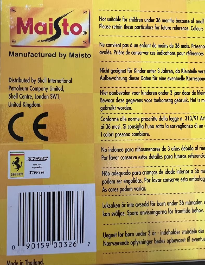 Maisto 1:18 - 模型赛车 - Ferrari F310 #3.2