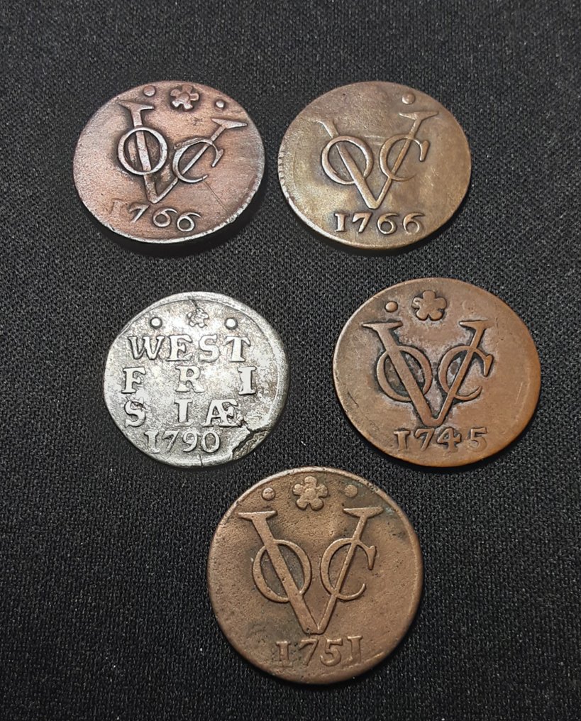 Netherlands. Dubbele wapenstuiver en Duiten VO 1790 -1751-1766-1745 (No reserve price) #1.0