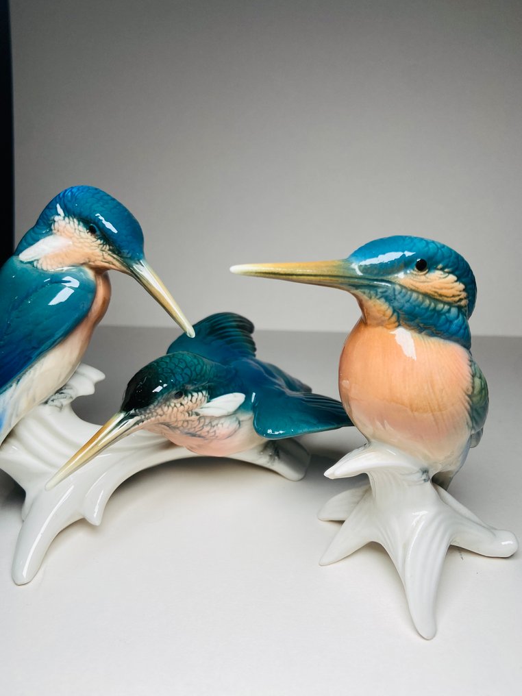Karl Ens, Volkstedt - Αγαλματίδιο - 3 Kingfishers (2) - Πορσελάνη #2.1
