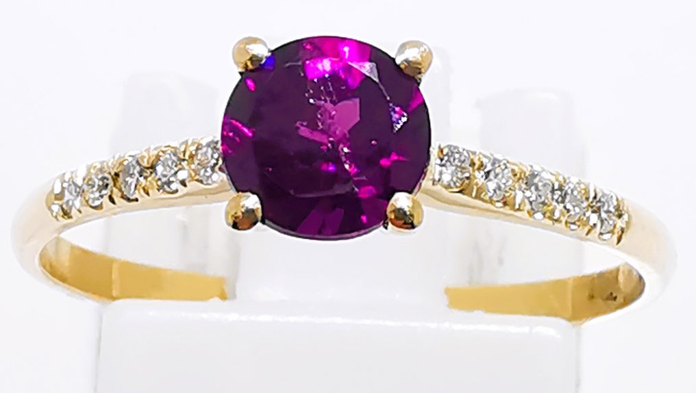 Sans prix de réserve - Bague - 14 carats Or jaune - 0.45ct. tw. Grenat - Diamant #4.3