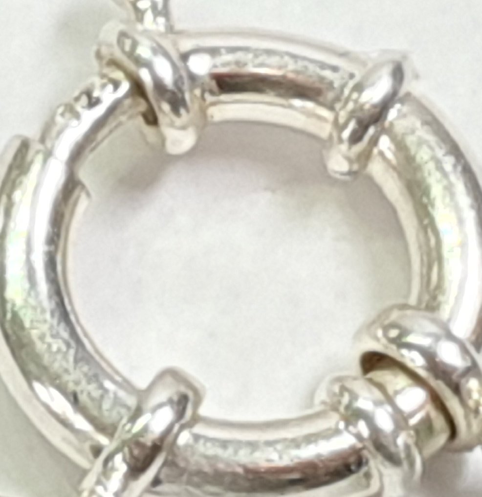 Giada Nefrita Naturale del Myanmar - 3 Giri - Attrae la Buona Sorte e la Prosperità - Argento 925 - Collana #2.1