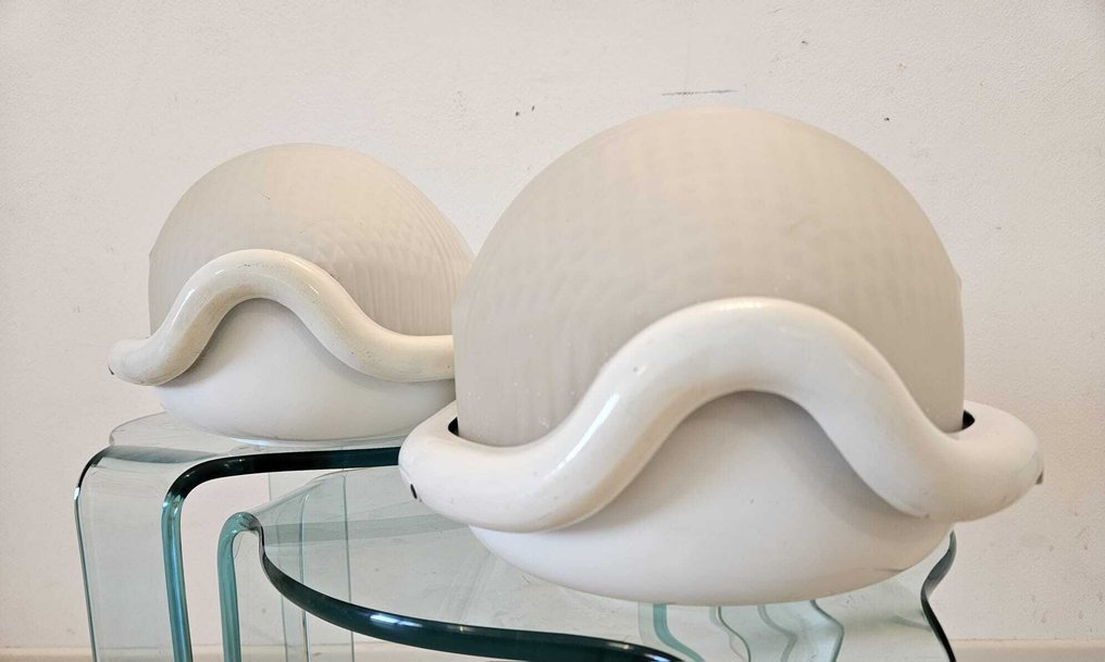 Flos - Achille Castiglioni - Noce - Wall lamp (2) - Opaline glass - Space Age #1.0