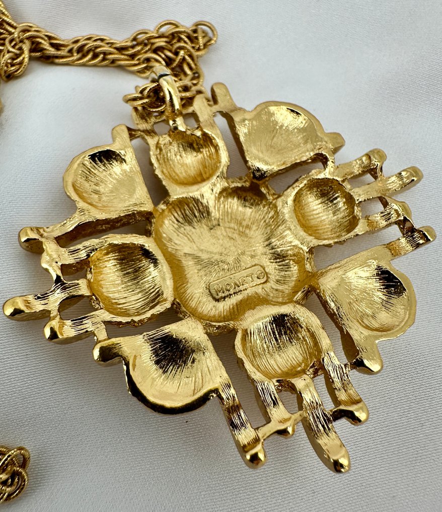 Monet - Colier cu pandantiv placat cu aur și textură - Colier #4.3