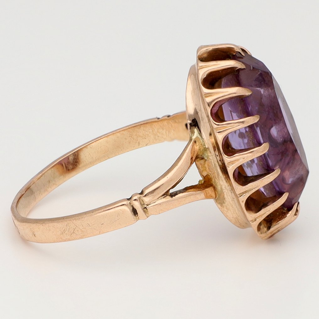 Δαχτυλίδι - 14 καράτια Ροζ χρυσό - Σοβιετική Ένωση. Αμέθιστος #4.3