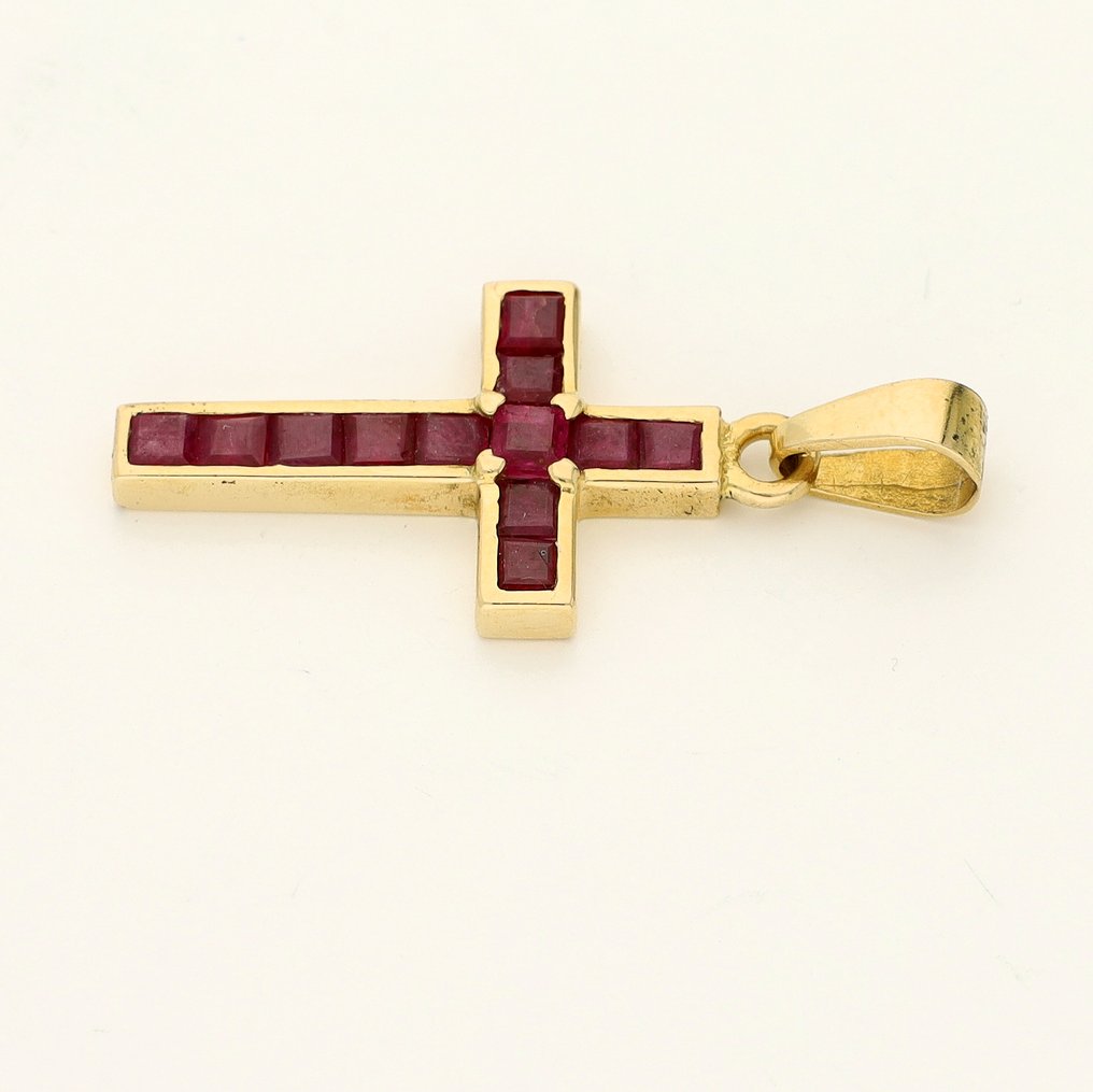 Függő - 18 kt. Sárga arany - 0.96ct. tw. Rubin #3.2