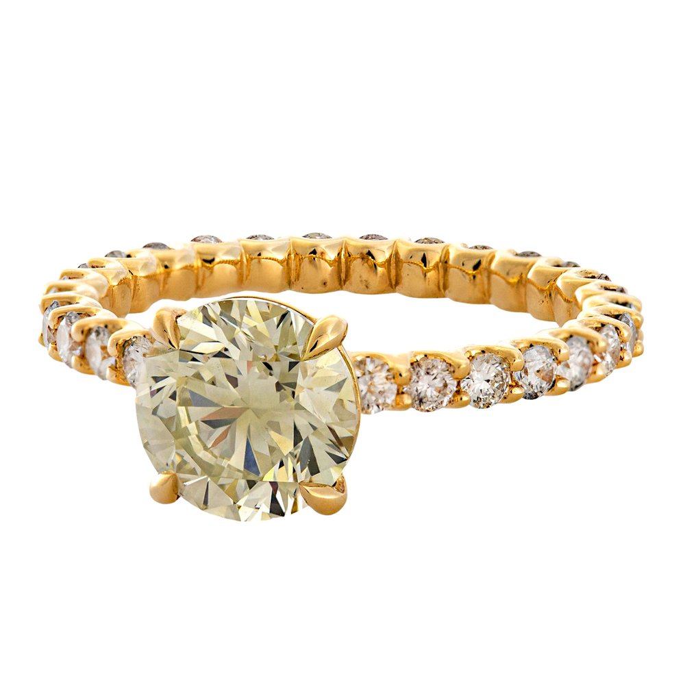 沒有保留價 - 戒指 - 14 克拉 黃金 - 3.03ct. tw. 黃色 鉆石 (天然彩色) - 鉆石 #3.2