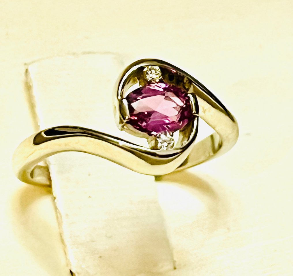 Gyűrű - 14 kt. Fehér arany -  0.53ct. tw. Zafír - Gyémánt #1.0