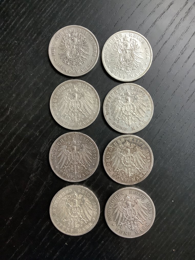 Duitsland, keizerrijk 5 Mark 8x 1874/1914 (Zonder minimumprijs) #1.0