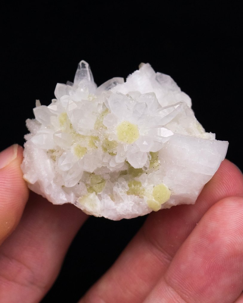 Blommor av kvarts och milarite på Valencianite - Höjd: 2.7 cm - Bredd: 4.2 cm- 33 g - (1) #3.2