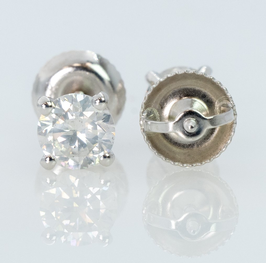 Nincs minimálár - Drop fülbevaló - 14 kt. Fehér arany - 1.03ct. tw. Gyémánt (Természetes) - GWLab #1.0