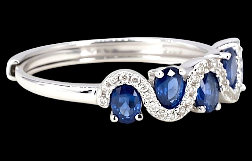 Nincs minimálár - Gyűrű Ezüst, Természetes kő Zafír - 1,7 ct. tw. *ovális vágás* #2.1