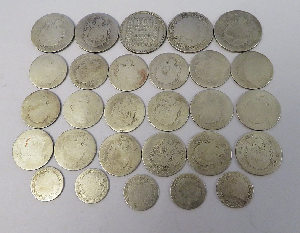 法国, 比利时. Lot de 28 monnaies en argent  (没有保留价) #1.0