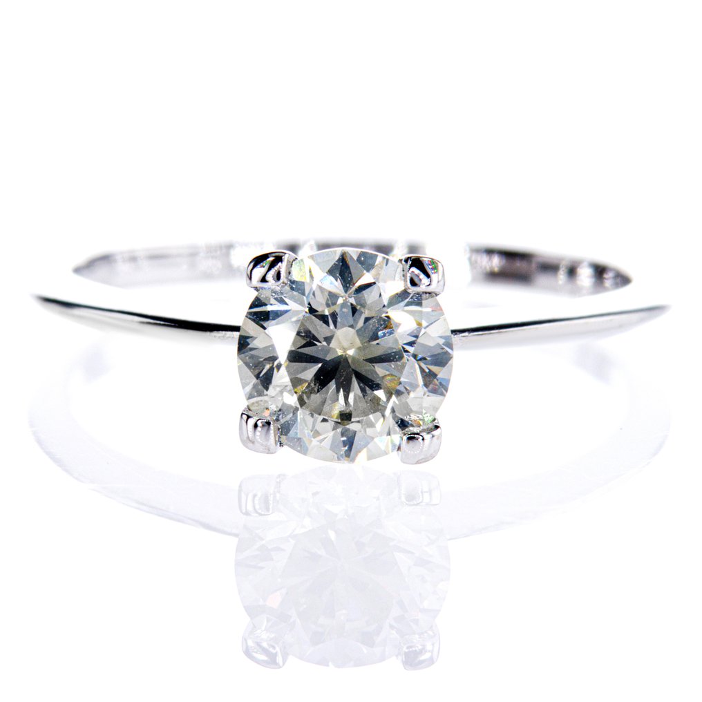 Zonder minimumprijs - Verlovingsring - 14 karaat Witgoud - 1.04ct. tw. Diamant (Natuurlijk) #1.0