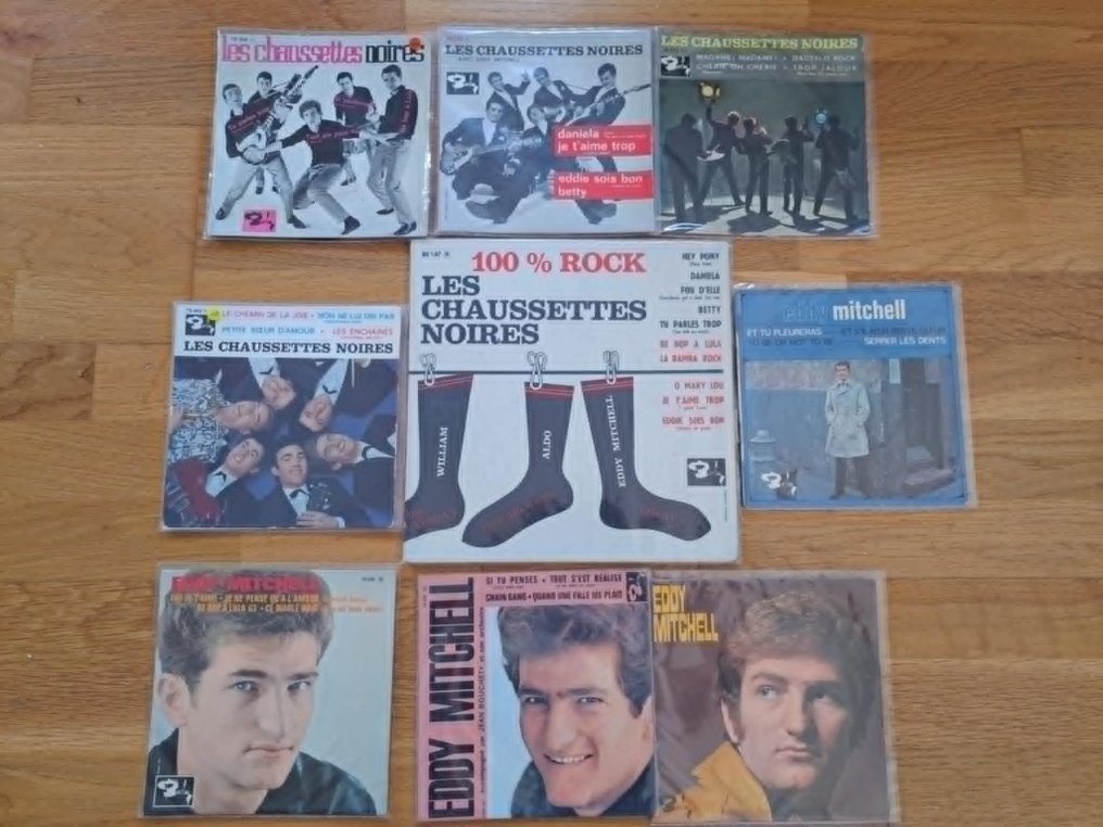 Eddy Mitchell / Les Chaussettes Noires - 8 x 7" singles + 1 x 10" LP - 多个标题 - 黑胶唱片 - 1961 #1.0