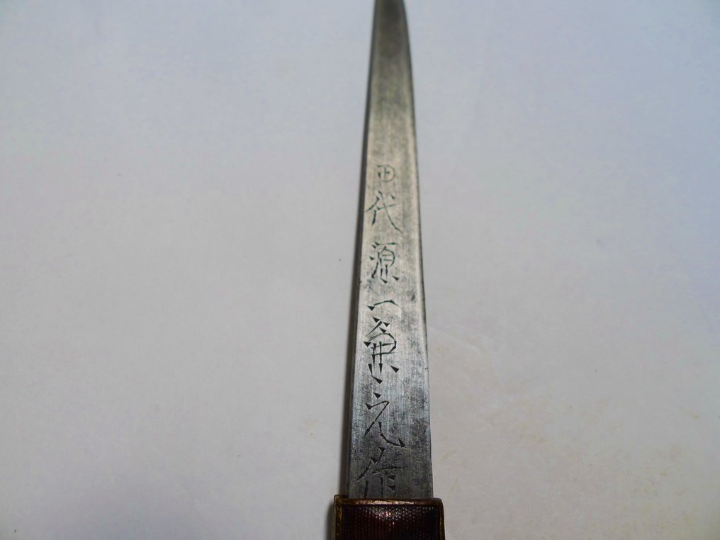 美丽的签名小刀，狮子、牡丹花、叶子、植物图案的Kozuka - 日本 #3.2