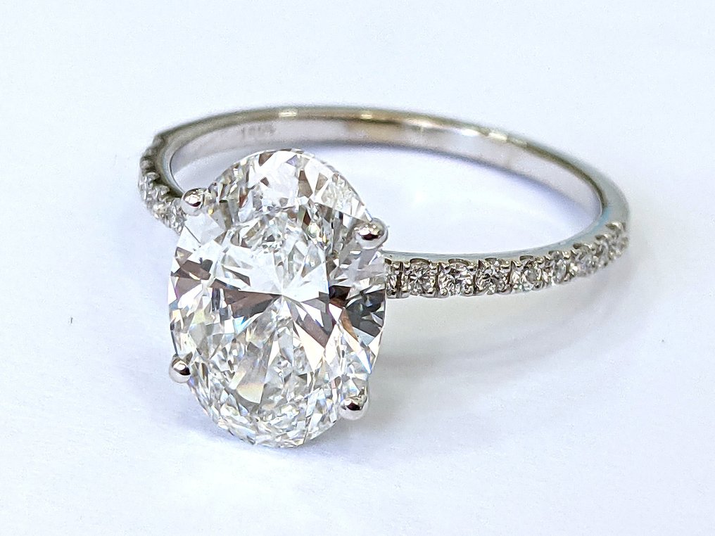 没有保留价 - 戒指 - 18K包金 白金 - 3.22ct. tw. 钻石 (实验室培育) - 钻石 - E VVS2 IGI #4.3