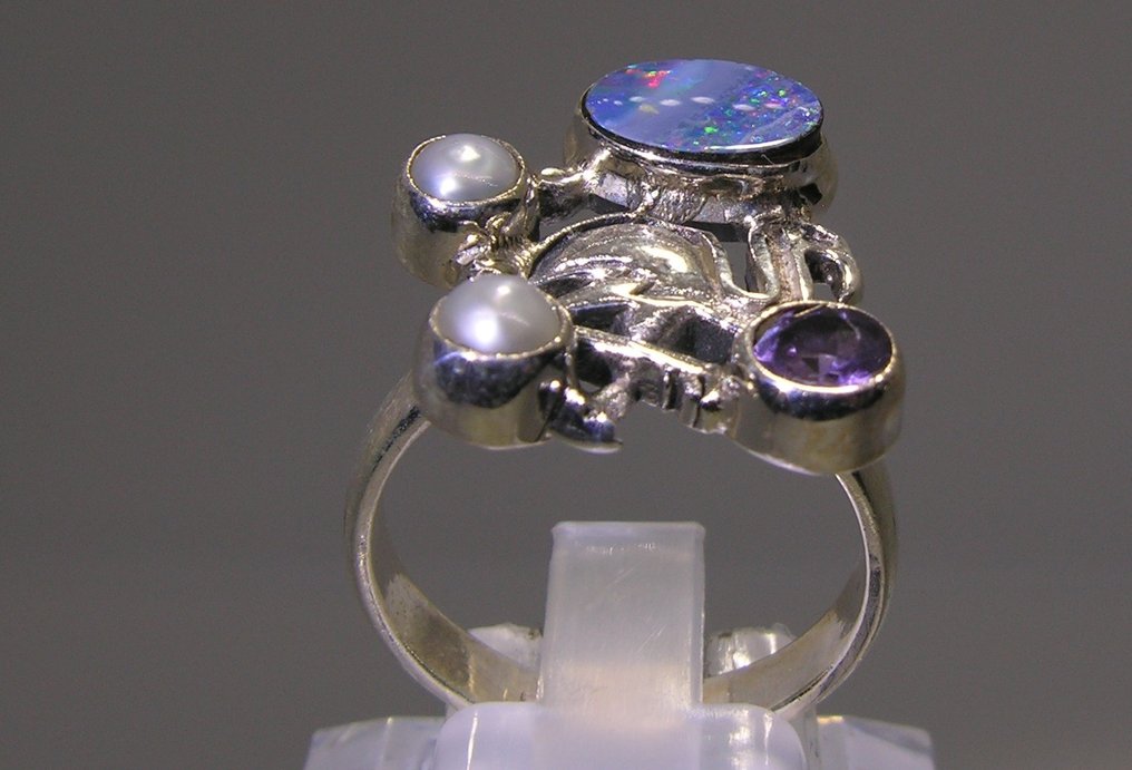 Οπάλιο δαχτυλίδι - Ύψος: 25 mm - Πλάτος: 21 mm- 6.89 g - (1) #2.1