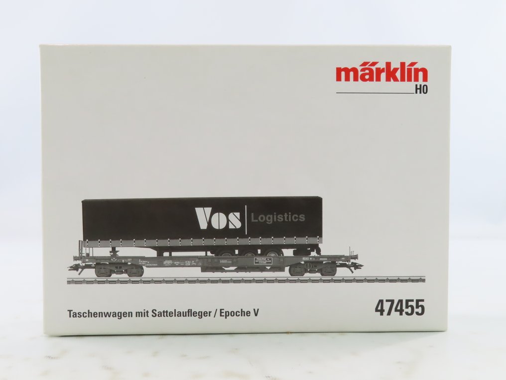 Märklin H0 - 47455 - Model train freight carriage (1) - 4-axle vehicle type Sdgmss, trailer with branding 'Vos Logistics.' - Trailstar #4.3