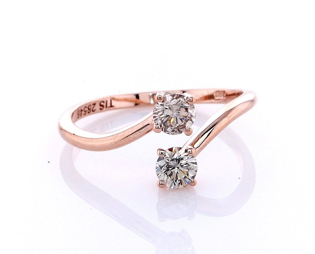 Ingen reservasjonspris - Ring - 14 karat Rosegull -  0.51ct. tw. Diamant (Naturfarget) #4.3