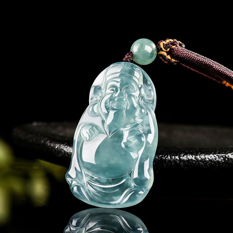 Jade - Feicui jadeitudskæring - Vedhæng - Certificeret velstandsgud #2.1